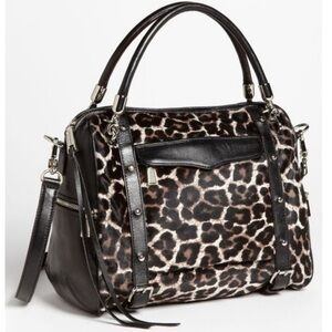 Rebecca Minkoff Cupid Leather and Calf Hair Animal Print Satchel